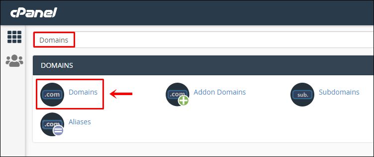 4 Ketik Domain pada kolom pencarian cPanel Klik Domains (Edit)