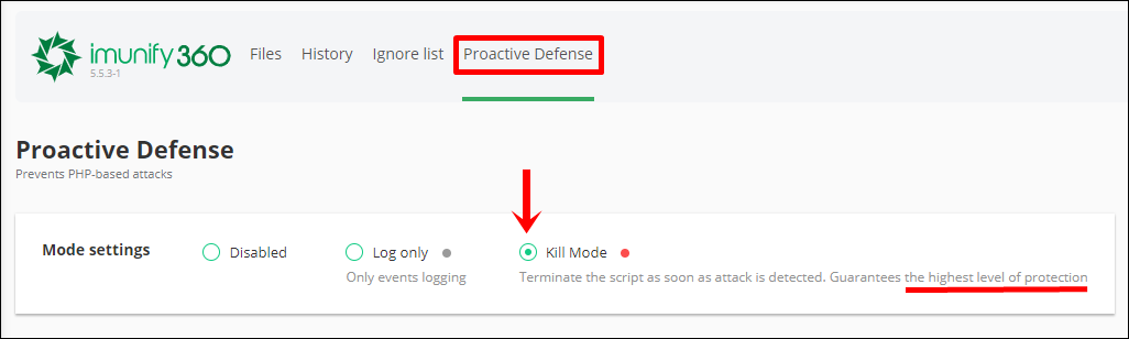 4 Pilih menu Proaktive Defense Aktifkan Kill Mode (Edit)