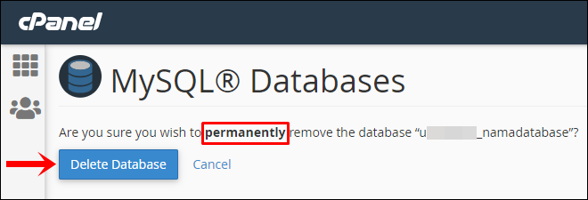 5 Klik Delete Database jika sudah yakin (Edit)